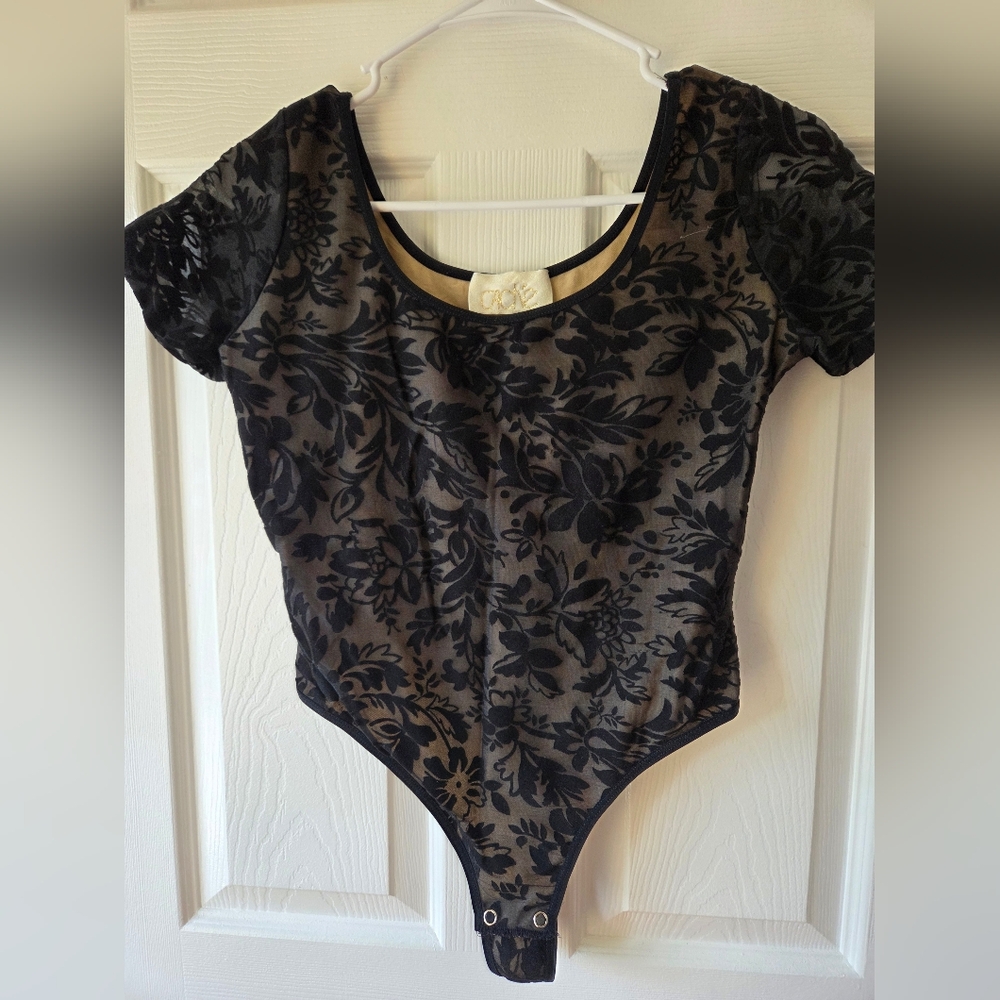 Cache Black Lace Bodysuit M